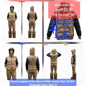 Diesel Leopard Print Down Puffer Jacket Size XS/XXS - Originally Girl's Size 12